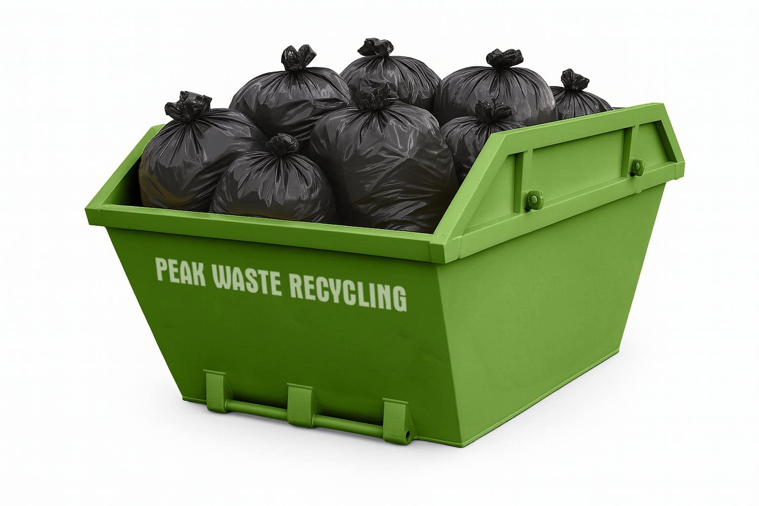 Green 6-yard skip used for household and garden waste